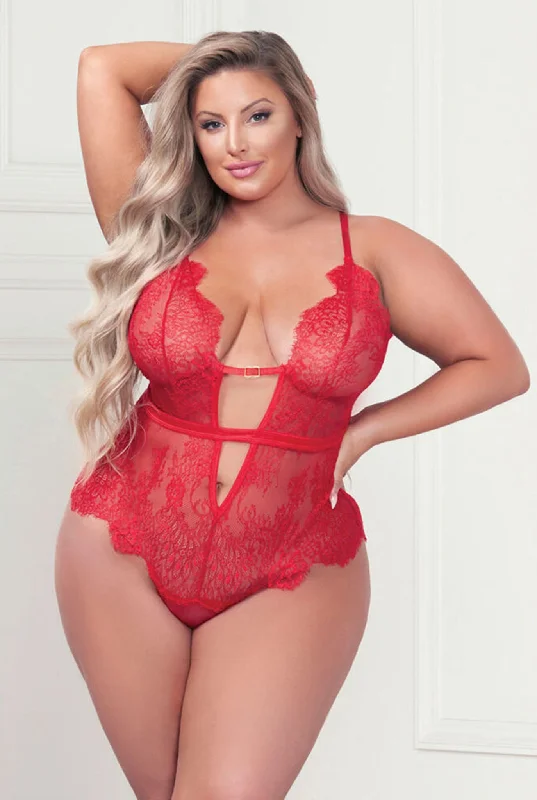 Plus Size Eyelash lace teddy