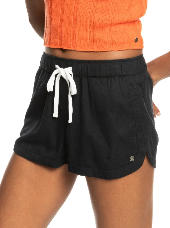 New Impossible Love Elastic Waist Shorts - True Black